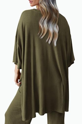 Women's Casual 2 Piece Outfits PrettyGarden Short Sleeve Pullover Tops and Wide Leg Pants Lounge Sets
| PrettyGarden Wo