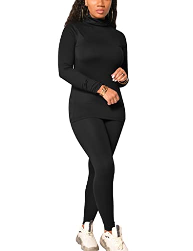 Mokoru Women's Turtleneck Long Sleeve Shirt Workout Jogger Legging Pants Set
| Mokoru Women's Tracksuit Outfit Turtlene